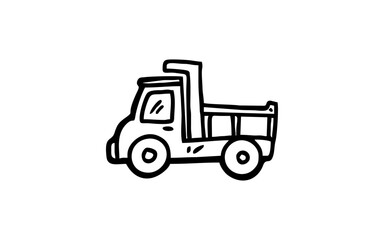 DUMP TRUCK doodle illustration hand drawn for template design 
