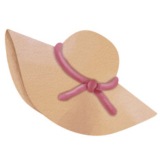 Brown Watercolor Sun hat.	

