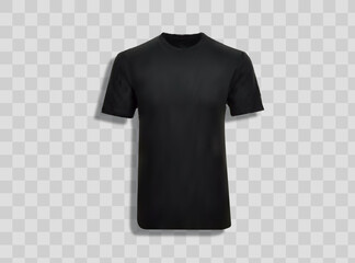 Vector illustration of design template black men T-shirt, front and back isolated on a light background. Contains gradient mesh elements.