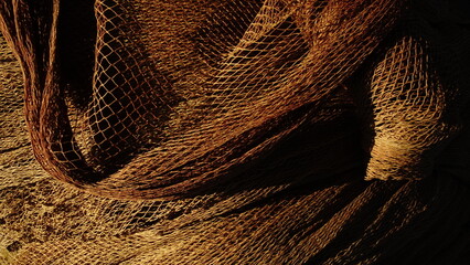 fishing net with evening light as background