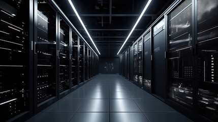 Data server center background, digital hosting, black space