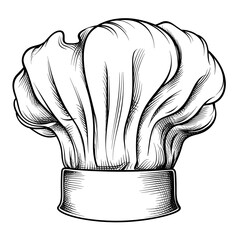 Chef Hat Outlined on the Transparent Background, Vector Graphic, Clip Art. Generative AI. 