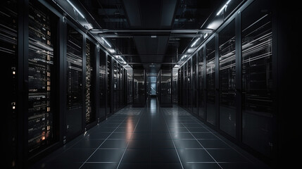 Data server center background, digital hosting, black space