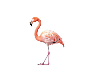 Pink Flamingo on white background, ai generated