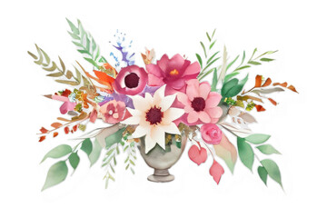 Watercolor wedding invitation flowers on a transparent background