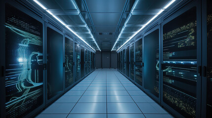 Fototapeta premium Data server center background, digital hosting 