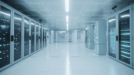 Data server center background, digital hosting, white space