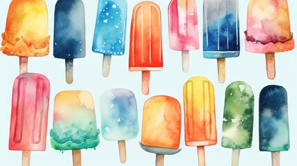  a group of popsicles with different colors of ice cream.  generative ai
