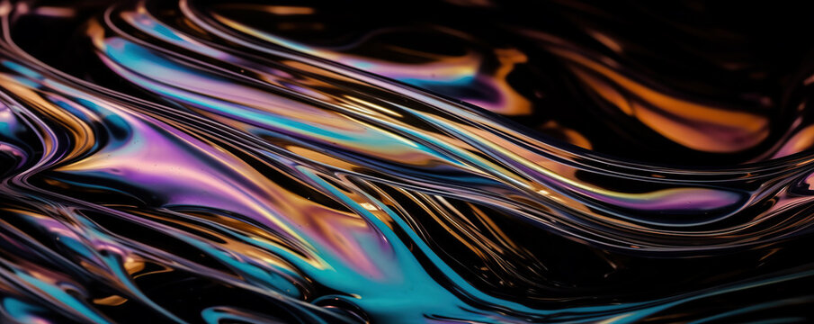 Picturesque generative AI illustration of a bright surface of an abstract multicolored liquid