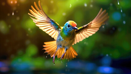 Fototapeta premium colorful bird macro shot close up, Generative AI