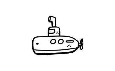 SUBMARINE Doodle art illustration with black and white style.