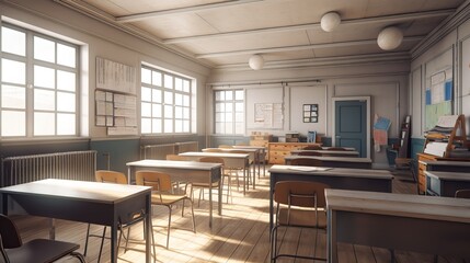 High school classroom interior