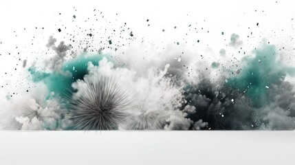  a white and green abstract background with a dandelion.  generative ai