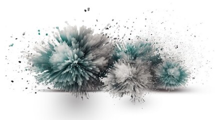  a group of different colored flowers on a white background with a splash of paint.  generative ai