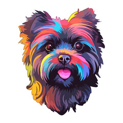 Colorful Affenpinscher Dog, Affenpinscher Portrait, Dog Sticker Clipart, Dog Lover design