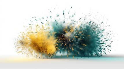  a colorful explosion of green and yellow on a white background.  generative ai
