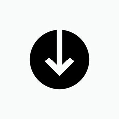 Down Scroll Icon - Vector. Download, Down Arrow Symbol. Universal Interface.