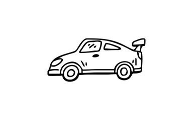 CAR TRANSPORTATION Doodle art illustration with black and white style.