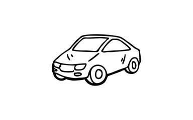 CAR TRANSPORTATION Doodle art illustration with black and white style.