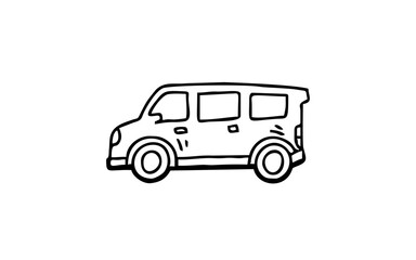 CAR TRANSPORTATION Doodle art illustration with black and white style.