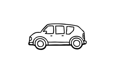 CAR TRANSPORTATION Doodle art illustration with black and white style.