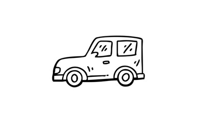 CAR TRANSPORTATION Doodle art illustration with black and white style.