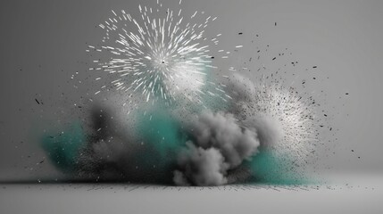  a black and white photo of a firework exploding in the air.  generative ai