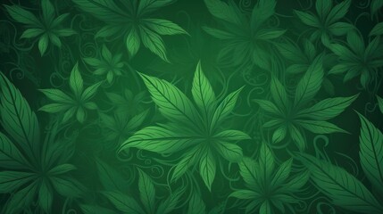  a green wallpaper with leaves and swirls on it.  generative ai