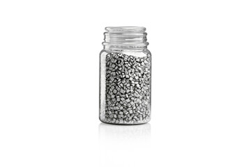 plastic granulate made from recycled pet bottles