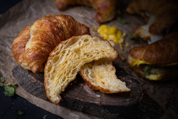 Sliced croissant, close up