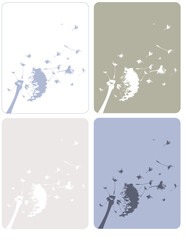 Dandelion in the Wind, Blow Seeds, Make a Wish Vector Set 