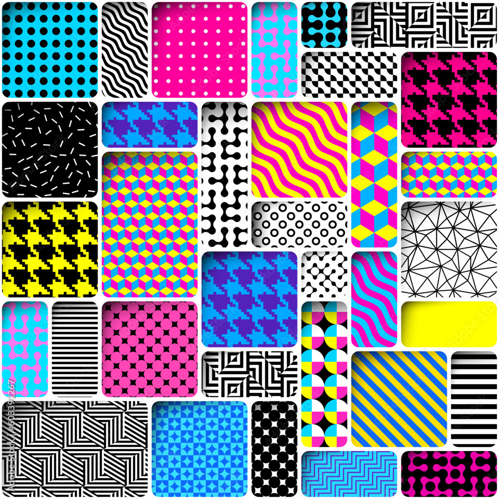 Aufkleber Abstract geometric Square color background. Patchwork style.
