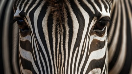 Fototapeta na wymiar Closeup shot of a zebra eye. AI Generated