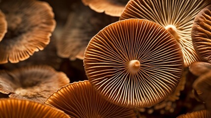 Closeup of portabella mushroom gills. AI Generated