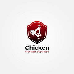 Vector Design of Chicken in Shield Logo, Farm Logo, Breeding, Chicken Food