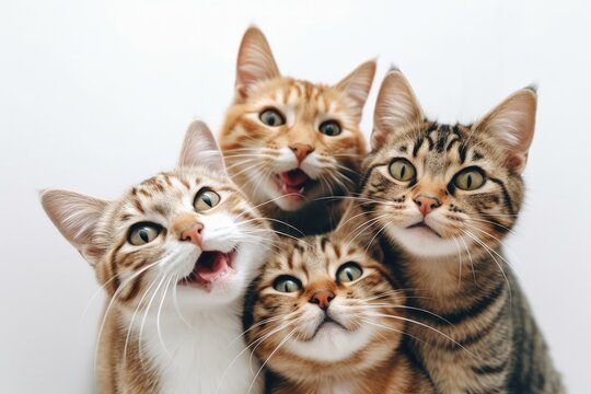Happy Cats on isolate background, Generative AI