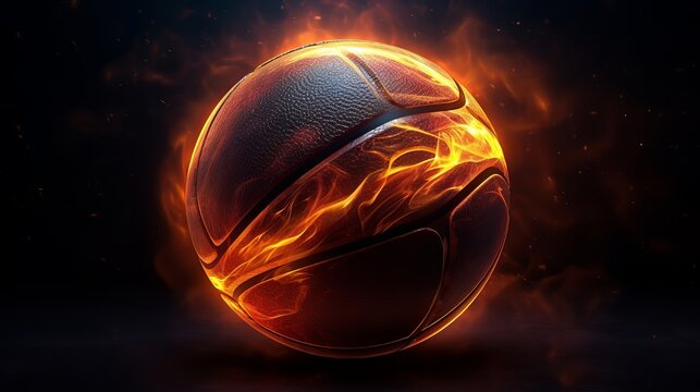 Basketball ball on studio background, creative banner.. AI Generated