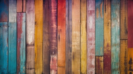 Out of date, grungy, colorful wood foundation. AI Generated