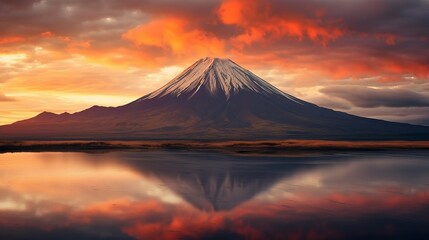 Sunset see of the well of magma. AI Generated