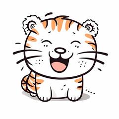 Tiger Cartoon Illustration. Generative AI