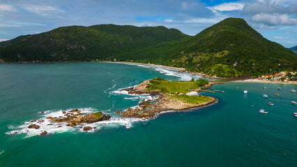 aerial view of ponta dos campanhas santa Catarina island Brazil florianopolis armacao beach scenic natural seascape