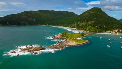 Wandaufkleber aerial view of ponta dos campanhas santa Catarina island Brazil florianopolis armacao beach scenic natural seascape © Michele