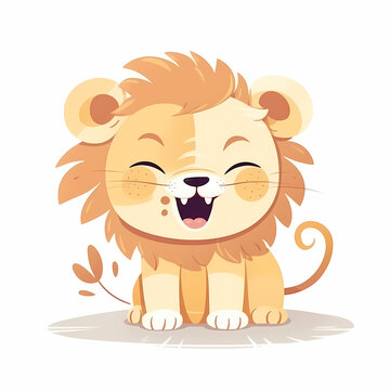 Cute Lion Cartoon. GEnerative AI