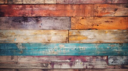 Out of date, grungy, colorful wood foundation. AI Generated