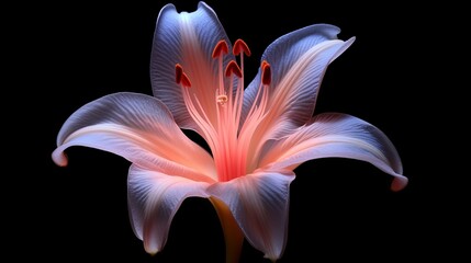 Obraz premium Lily make lit with pink light. AI Generated