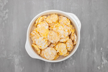 gluten free corn cake with cheese for healthy breakfast