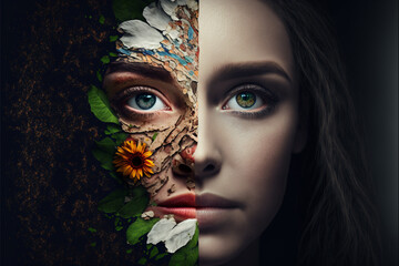 Dreamlike people, art of creative darkness, complex reality behind the picture, Generative AI