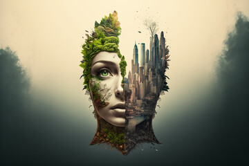 Dreamlike people, art of creative darkness, complex reality behind the picture, Generative AI