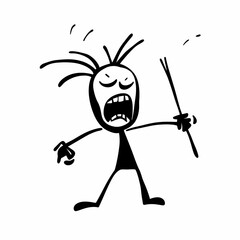 Angry Stick Man Cartoon. Generative AI 