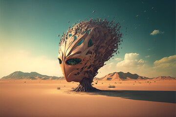 Dreamlike people, art of creative darkness, complex reality behind the picture, Generative AI